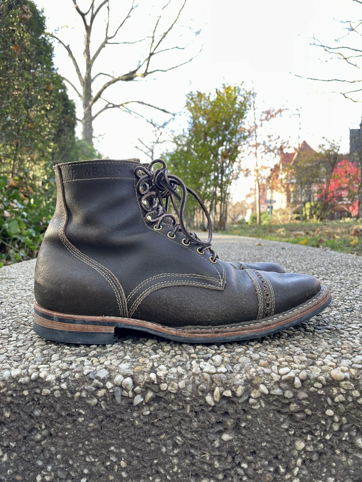 Photo by patinathunderdome on December 5, 2021 of the White's MP-M1TC in Horween Olive Waxed Flesh.