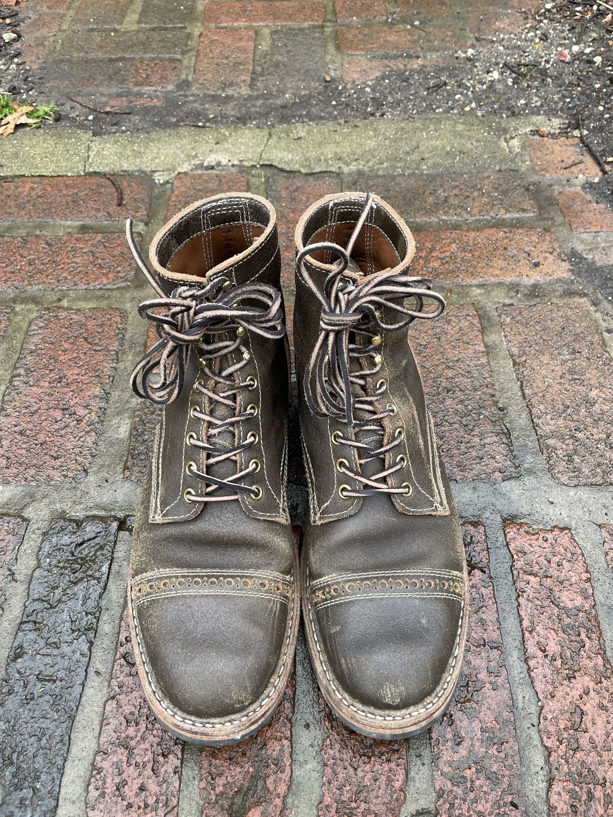 Photo by patinathunderdome on January 5, 2022 of the White's MP-M1TC in Horween Olive Waxed Flesh.