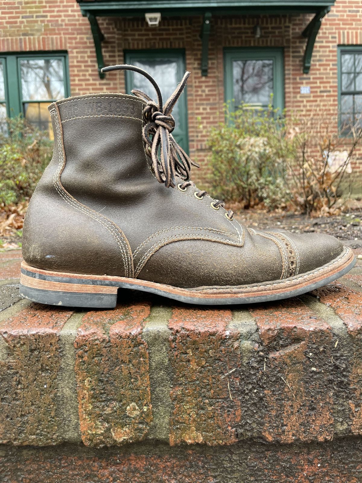 Photo by patinathunderdome on January 5, 2022 of the White's MP-M1TC in Horween Olive Waxed Flesh.