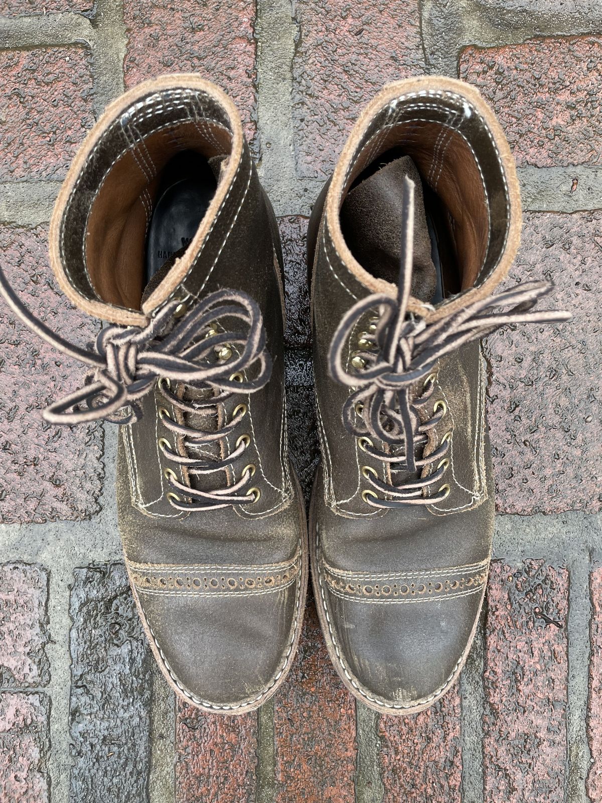 Photo by patinathunderdome on January 5, 2022 of the White's MP-M1TC in Horween Olive Waxed Flesh.
