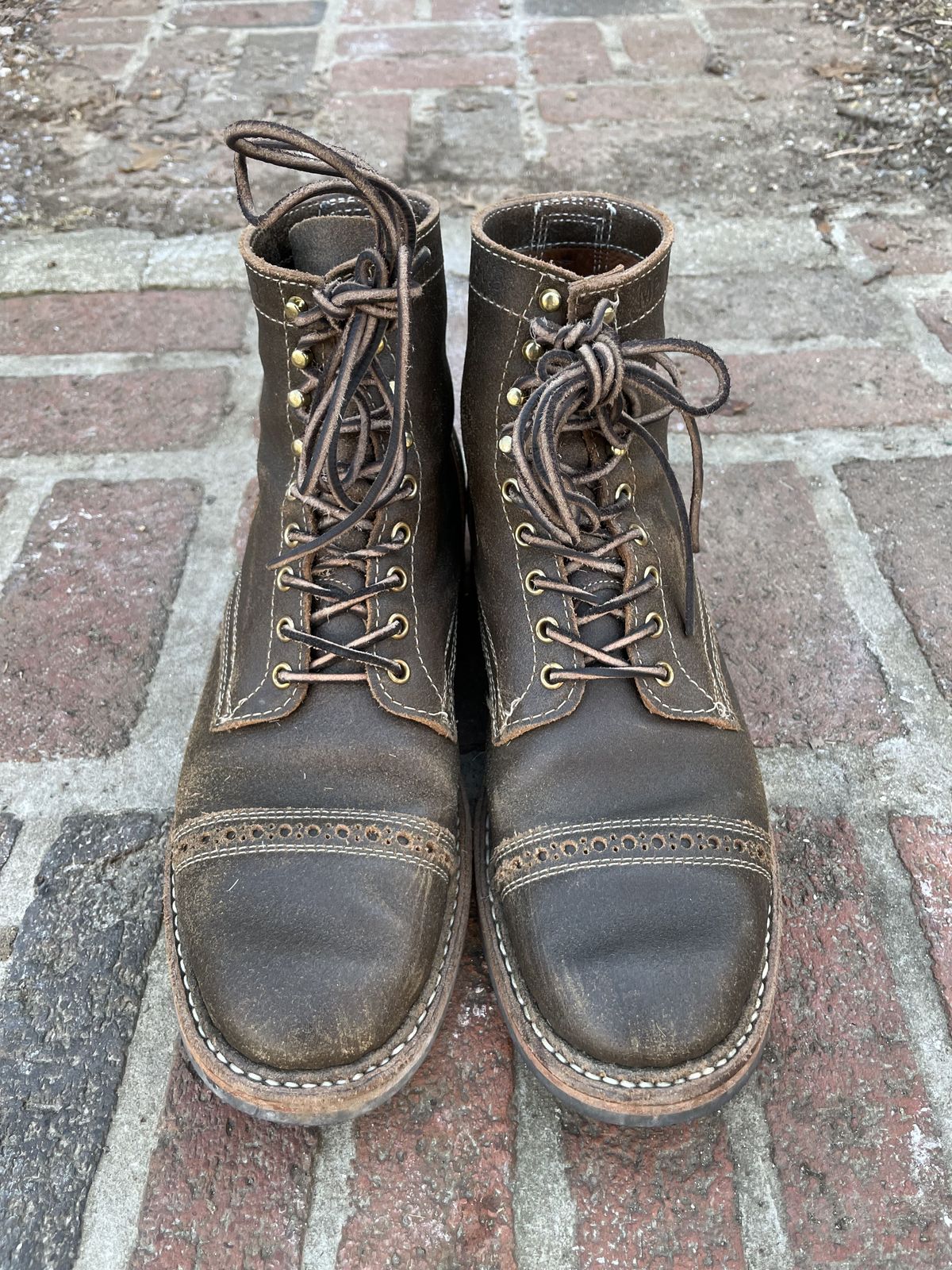 Photo by patinathunderdome on February 5, 2022 of the White's MP-M1TC in Horween Olive Waxed Flesh.