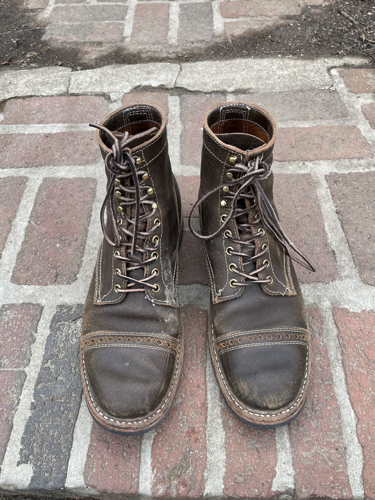 Photo by patinathunderdome on March 5, 2022 of the White's MP-M1TC in Horween Olive Waxed Flesh.