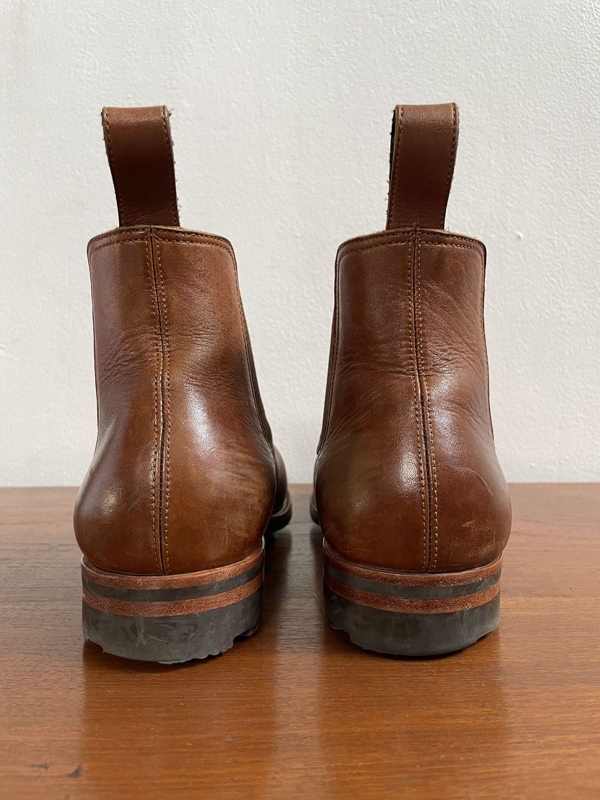 Photo by patinathunderdome on February 4, 2022 of the Benzein The Seventh Chelsea Boot in Shinki Brown Oiled Horsebutt.