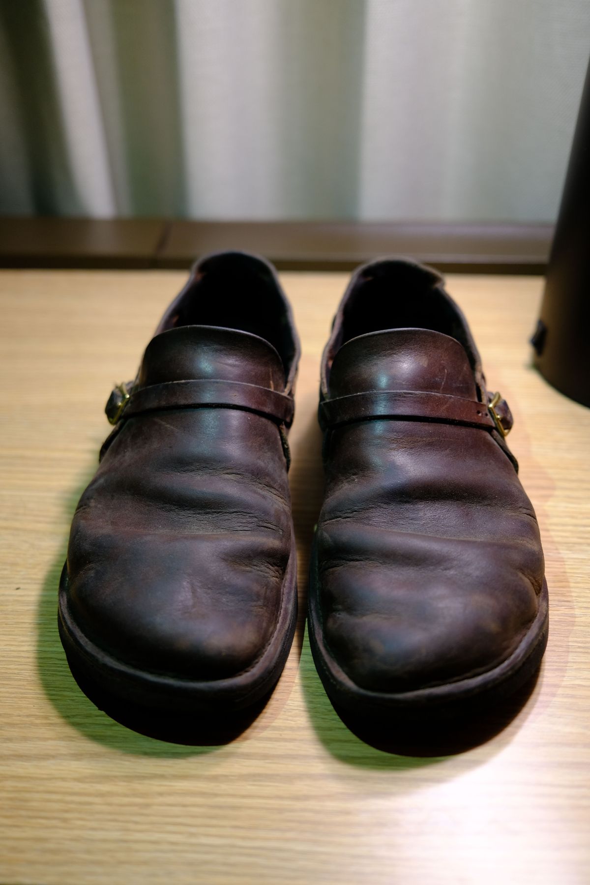 Photo by patinathunderdome on May 6, 2022 of the Aurora Shoe Co. Middle English in Horween Brown Chromexcel.