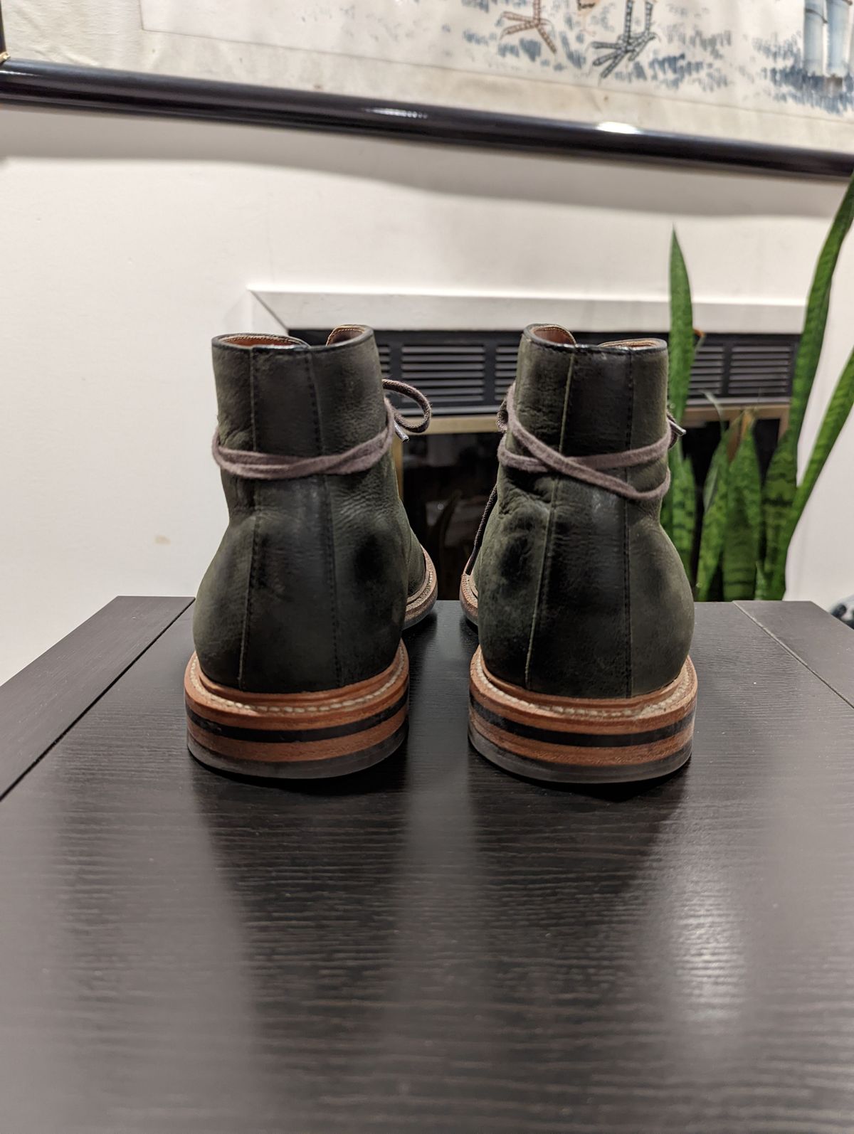 Photo by patinathunderdome on December 6, 2021 of the Grant Stone Cap Toe Boot in C.F. Stead Forest Kudu.