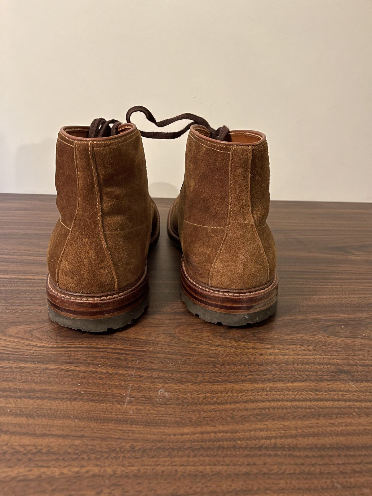Photo by patinathunderdome on November 1, 2021 of the Alden Indy Boot in C.F. Stead Snuff Repello Calf Suede.