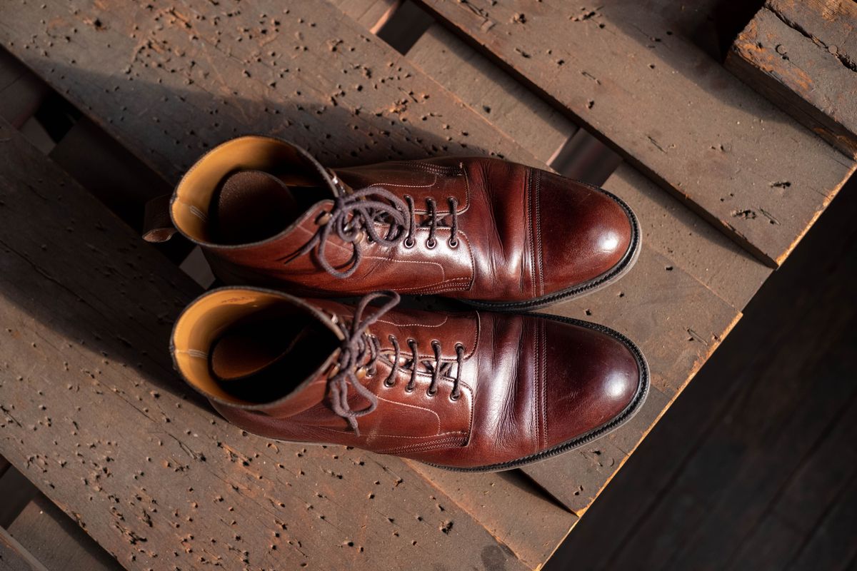 Photo by patinathunderdome on January 6, 2022 of the Edward Green Ambleside in Horween Bracken Lux Calfskin.