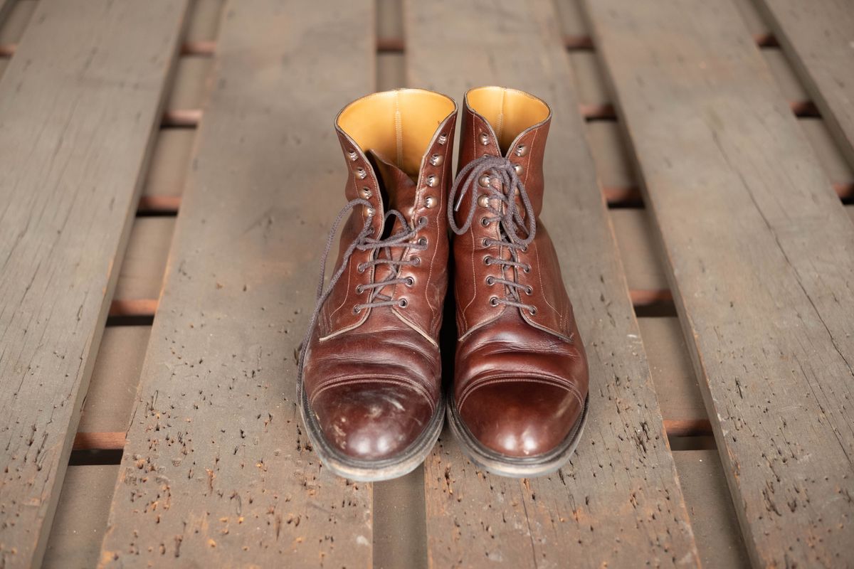 Photo by patinathunderdome on March 2, 2022 of the Edward Green Ambleside in Horween Bracken Lux Calfskin.