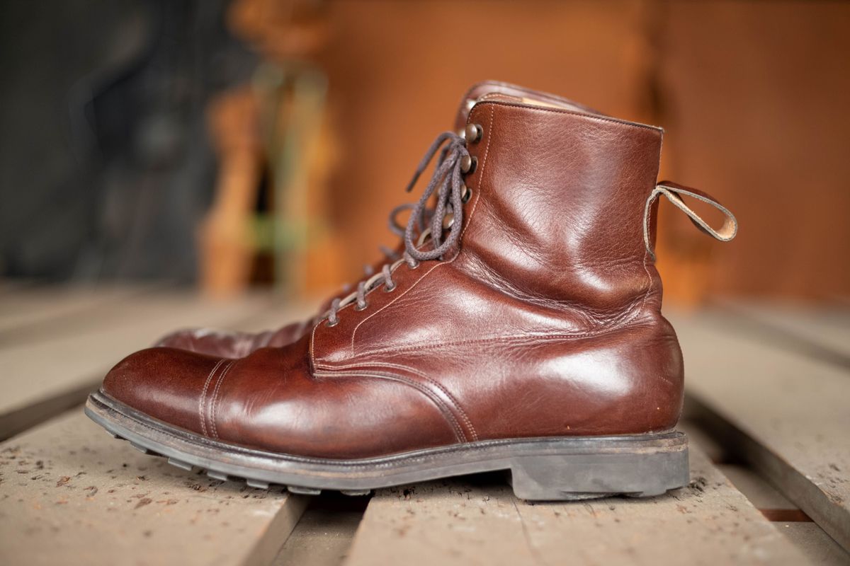 Photo by patinathunderdome on March 2, 2022 of the Edward Green Ambleside in Horween Bracken Lux Calfskin.