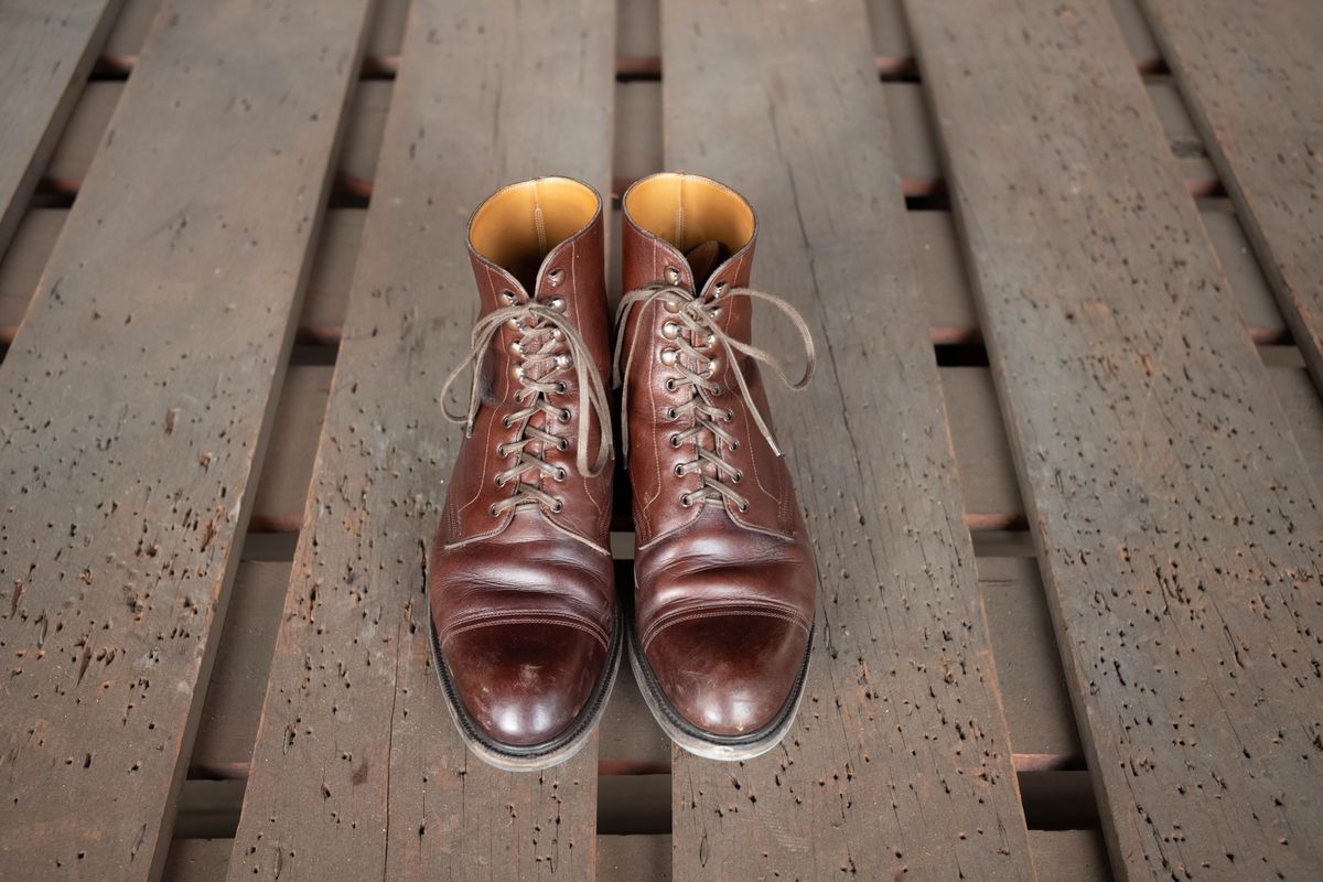 Photo by patinathunderdome on April 7, 2022 of the Edward Green Ambleside in Horween Bracken Lux Calfskin.