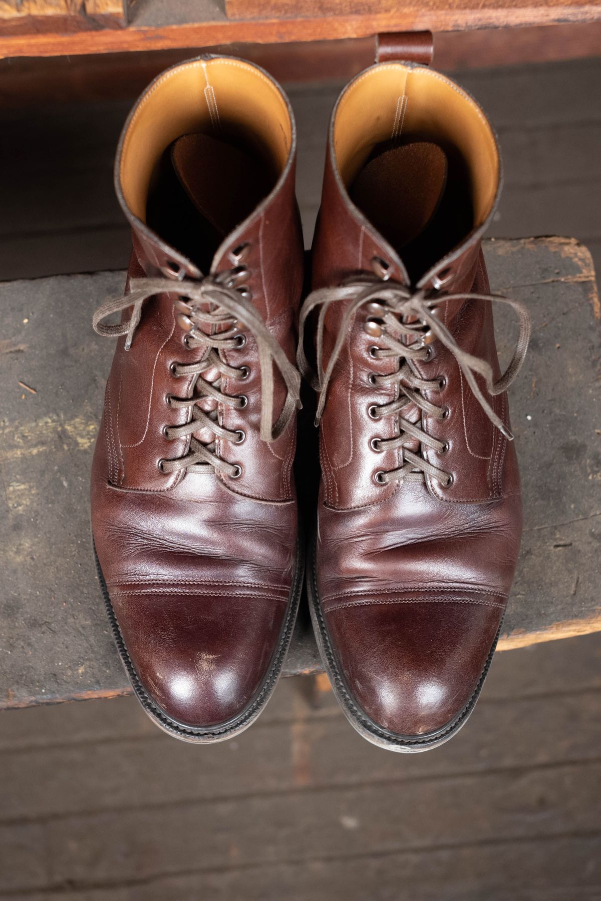 Photo by patinathunderdome on April 7, 2022 of the Edward Green Ambleside in Horween Bracken Lux Calfskin.