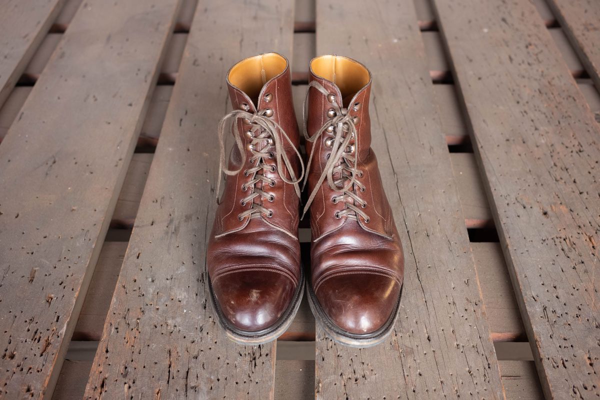 Photo by patinathunderdome on May 4, 2022 of the Edward Green Ambleside in Horween Bracken Lux Calfskin.