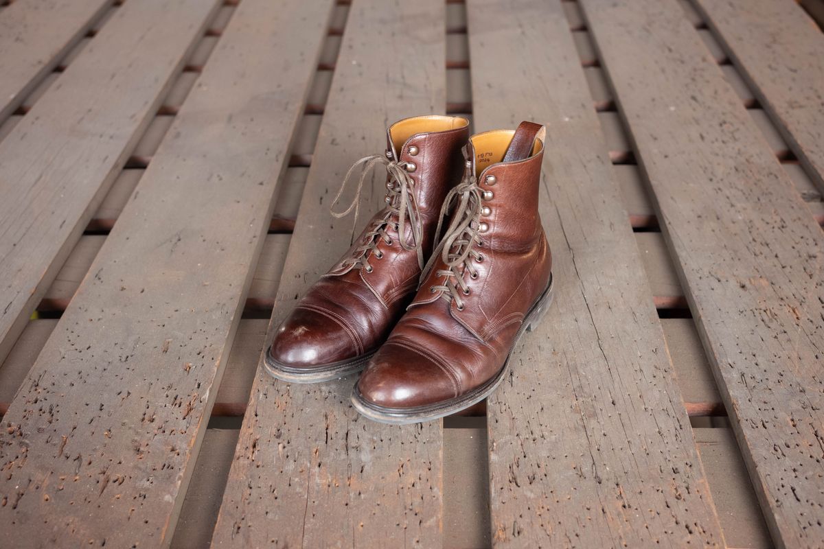 Photo by patinathunderdome on May 4, 2022 of the Edward Green Ambleside in Horween Bracken Lux Calfskin.