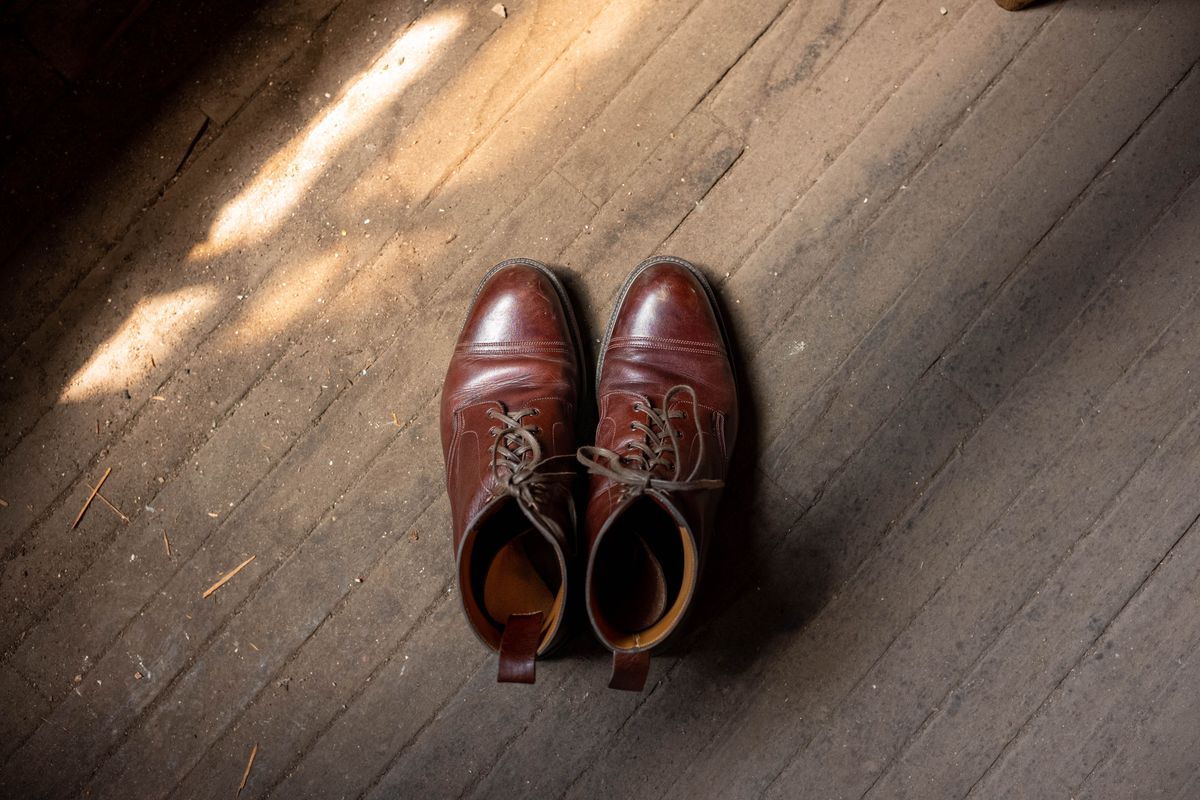 Photo by patinathunderdome on May 4, 2022 of the Edward Green Ambleside in Horween Bracken Lux Calfskin.