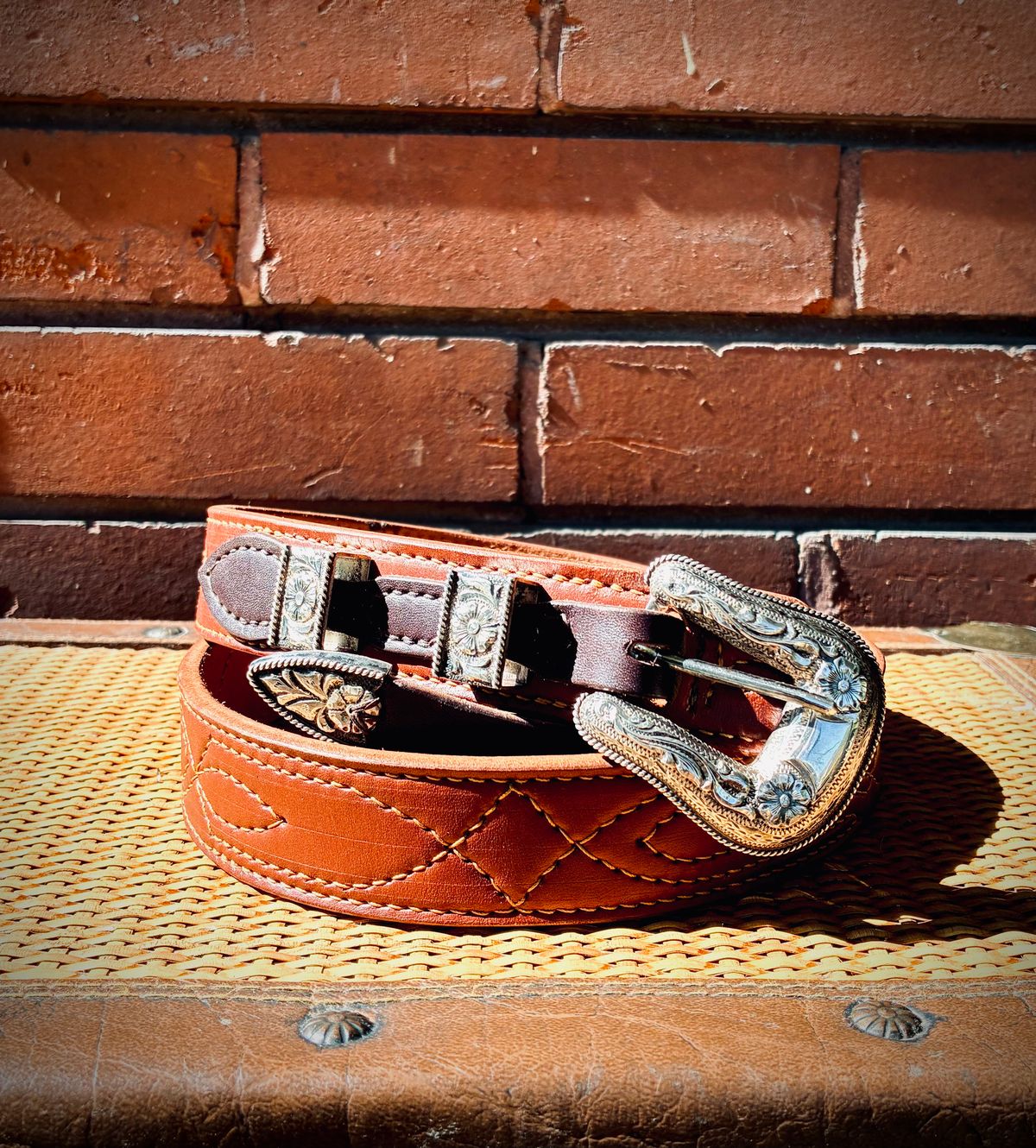 Photo by Stendhalic_Awl on October 1, 2025 of the Self-Made Ranger Belt in Wickett & Craig Medium Brown English Bridle.