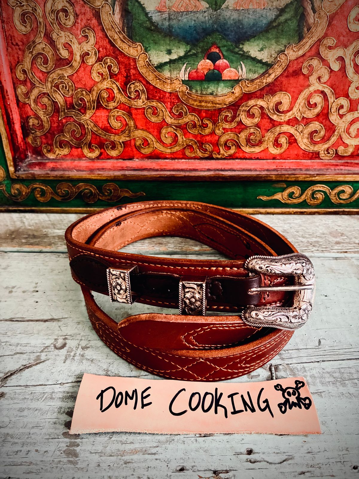 Photo by Stendhalic_Awl on November 5, 2025 of the Self-Made Ranger Belt in Wickett & Craig Medium Brown English Bridle.