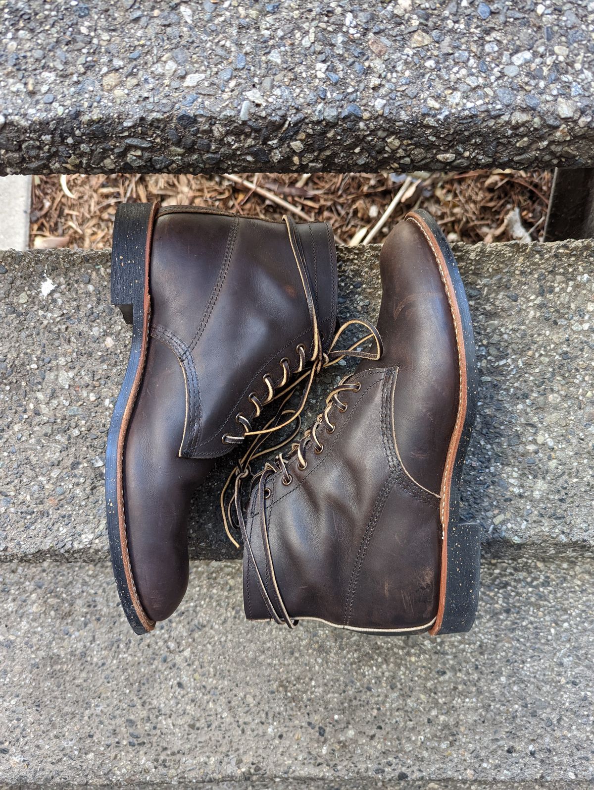 Photo by botasblancas on December 3, 2022 of the Red Wing Merchant in S.B. Foot Ebony Harness.