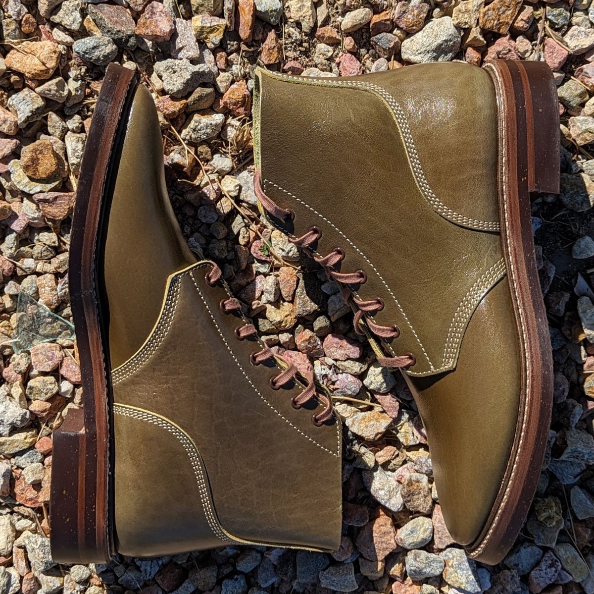 Photo by botasblancas on October 1, 2023 of the John Lofgren M-43 Service Shoes in Shinki Olive Oiled Horsebutt.