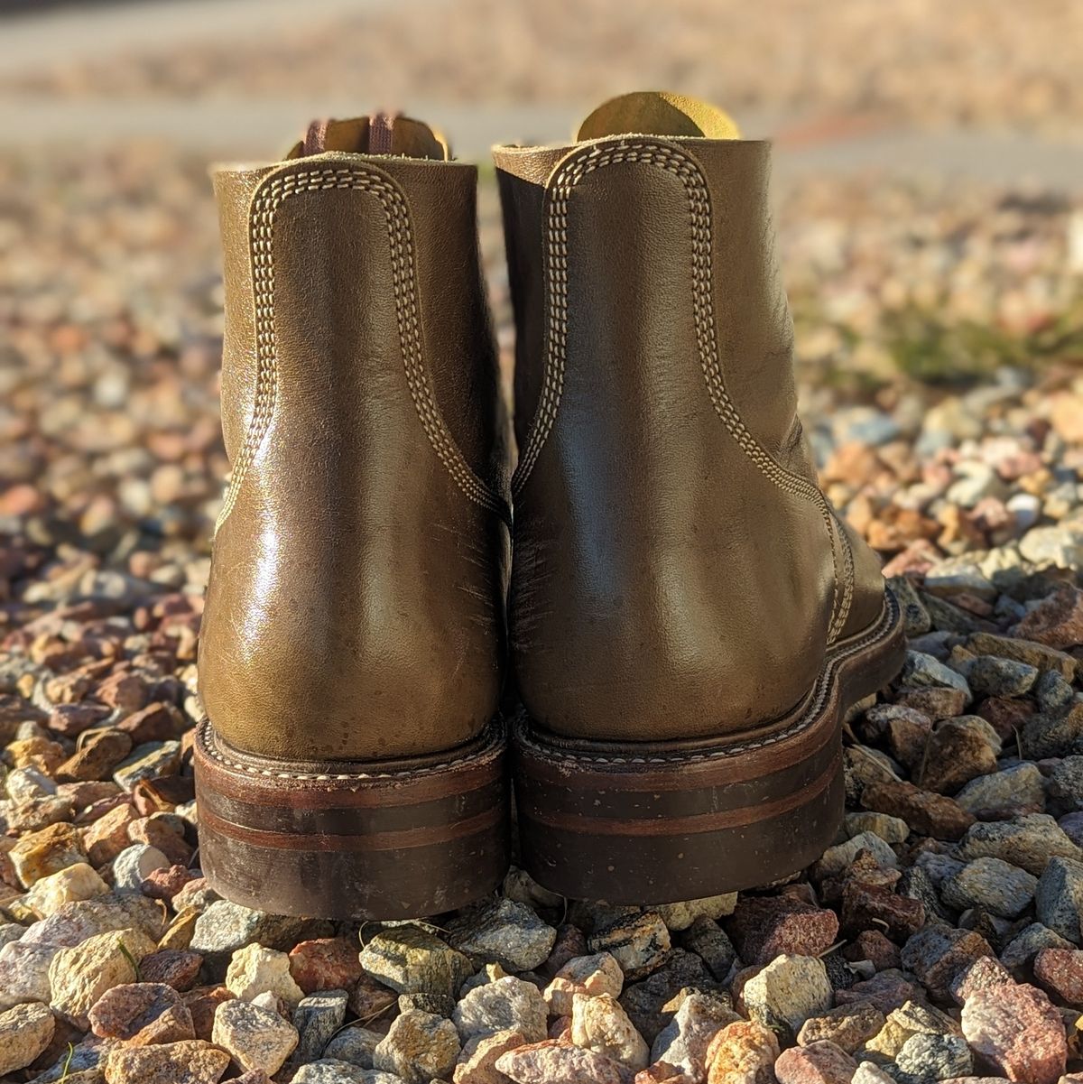 Photo by botasblancas on January 5, 2024 of the John Lofgren M-43 Service Shoes in Shinki Olive Oiled Horsebutt.