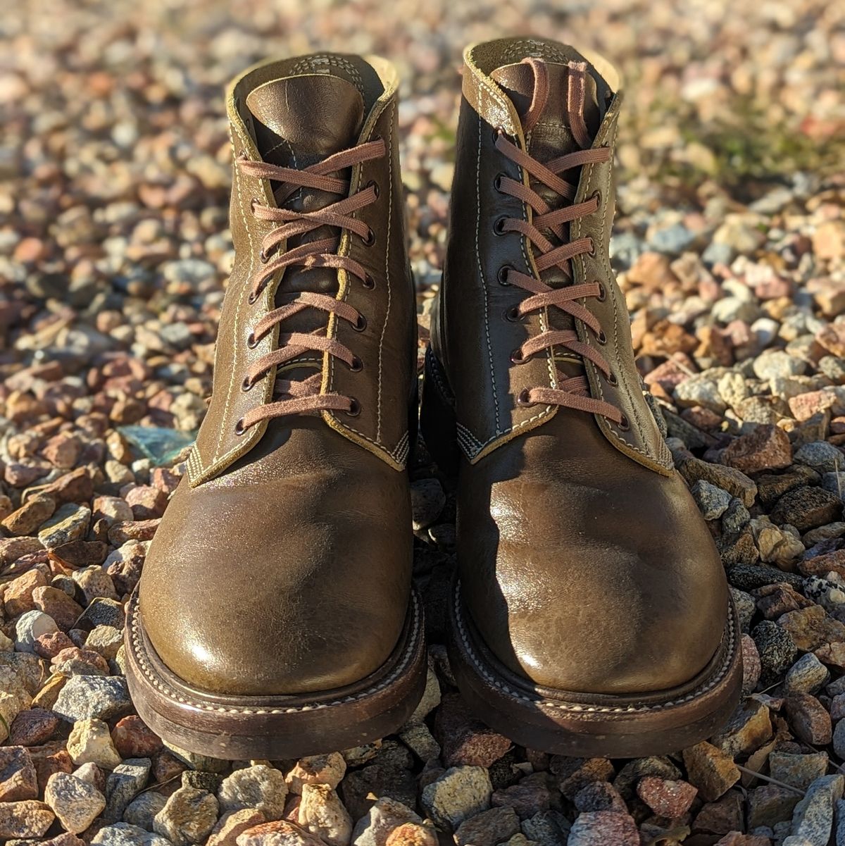 Photo by botasblancas on January 5, 2024 of the John Lofgren M-43 Service Shoes in Shinki Olive Oiled Horsebutt.