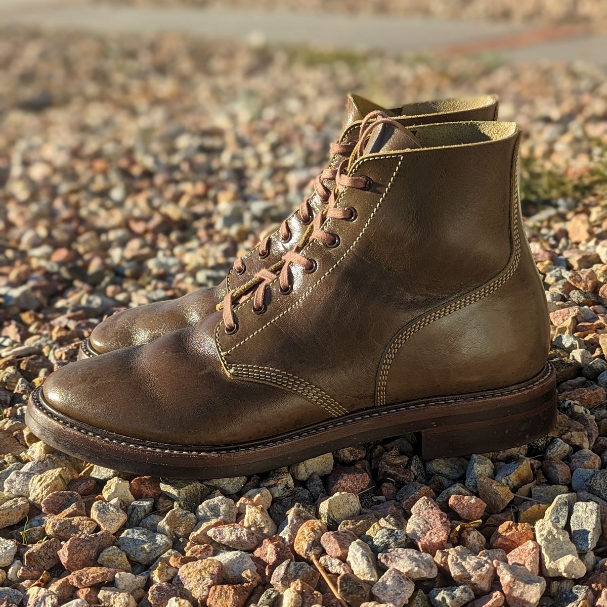 Photo by botasblancas on January 5, 2024 of the John Lofgren M-43 Service Shoes in Shinki Olive Oiled Horsebutt.