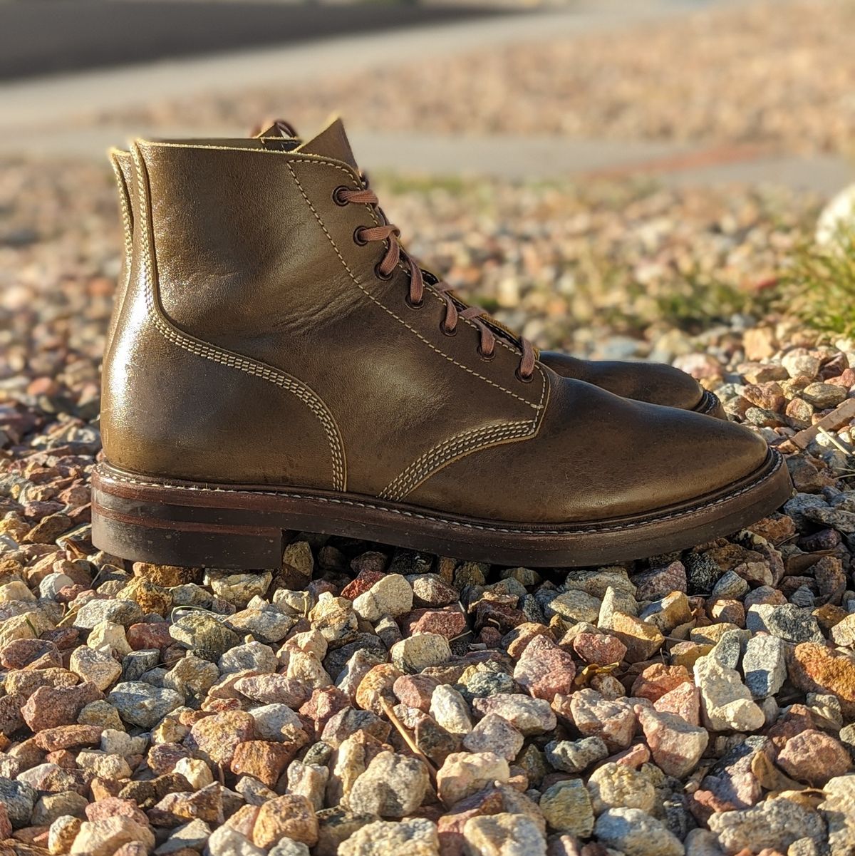 Photo by botasblancas on January 5, 2024 of the John Lofgren M-43 Service Shoes in Shinki Olive Oiled Horsebutt.