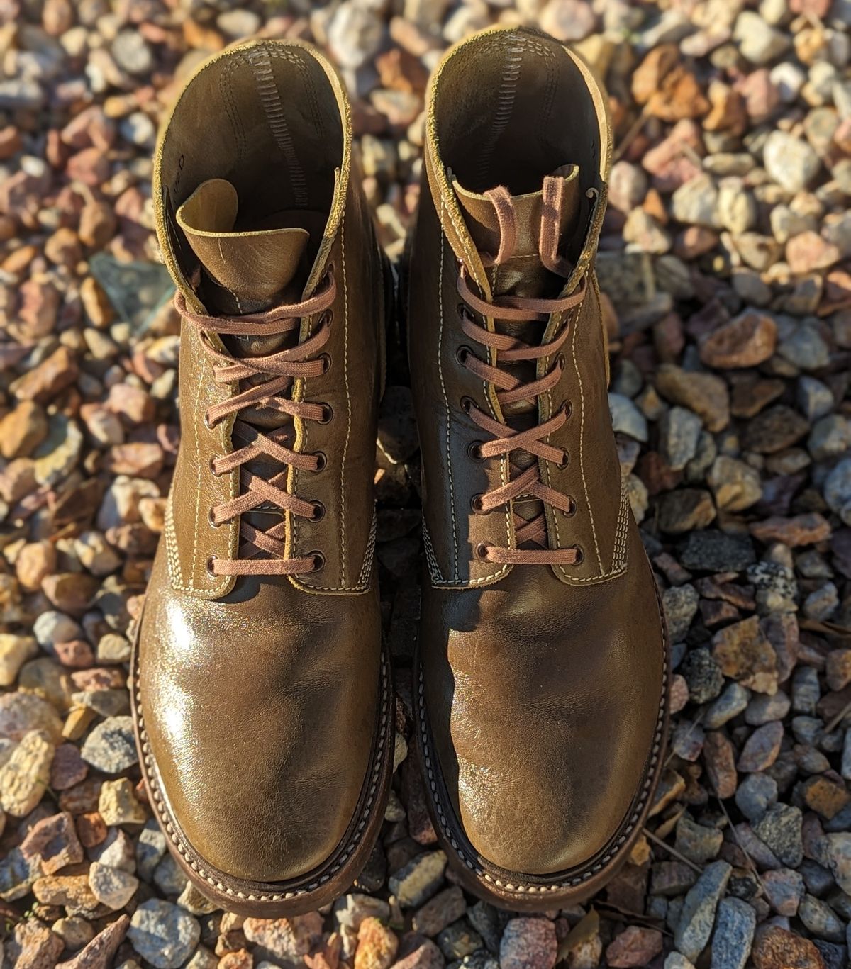 Photo by botasblancas on January 5, 2024 of the John Lofgren M-43 Service Shoes in Shinki Olive Oiled Horsebutt.