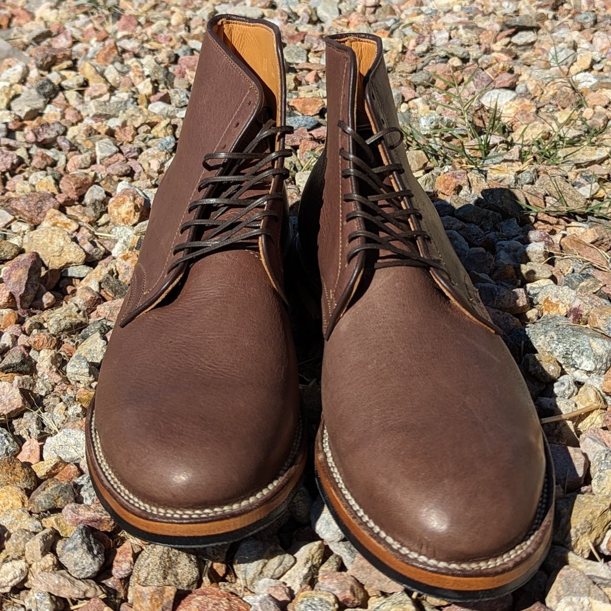 Photo by botasblancas on November 1, 2023 of the Viberg Derby Boot in Brown Glacé Deer.