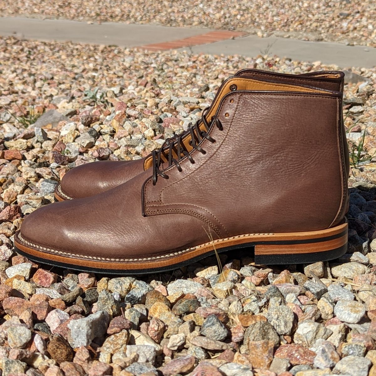 Photo by botasblancas on November 1, 2023 of the Viberg Derby Boot in Brown Glacé Deer.