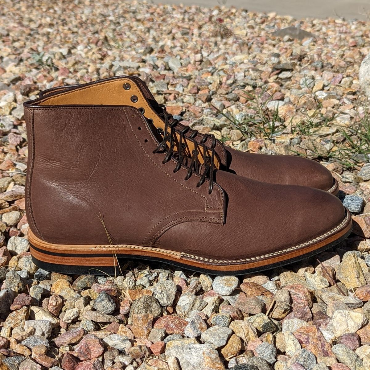 Photo by botasblancas on November 1, 2023 of the Viberg Derby Boot in Brown Glacé Deer.