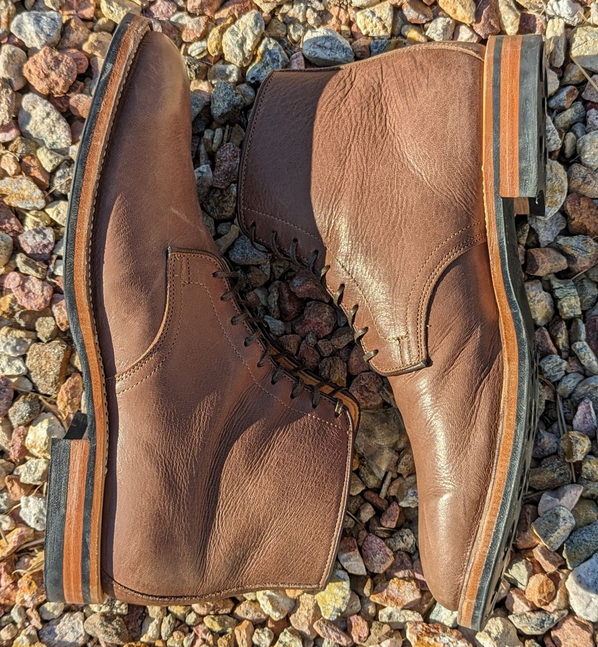 Photo by botasblancas on December 2, 2023 of the Viberg Derby Boot in Brown Glacé Deer.