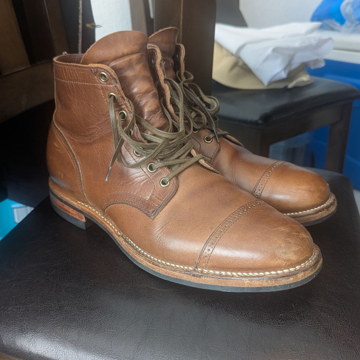 Photo by botasblancas on August 31, 2025 of the Viberg Service Boot BCT in Horween Natural Chromexcel.