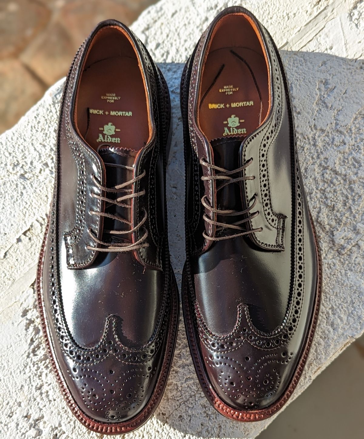 Photo by botasblancas on January 14, 2024 of the Alden Long Wing Blucher in Horween Color 8 Shell Cordovan.