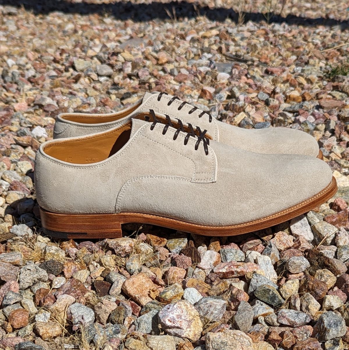 Photo by botasblancas on June 8, 2024 of the Viberg Derby Shoe in C.F. Stead Angora Kudu Suede.