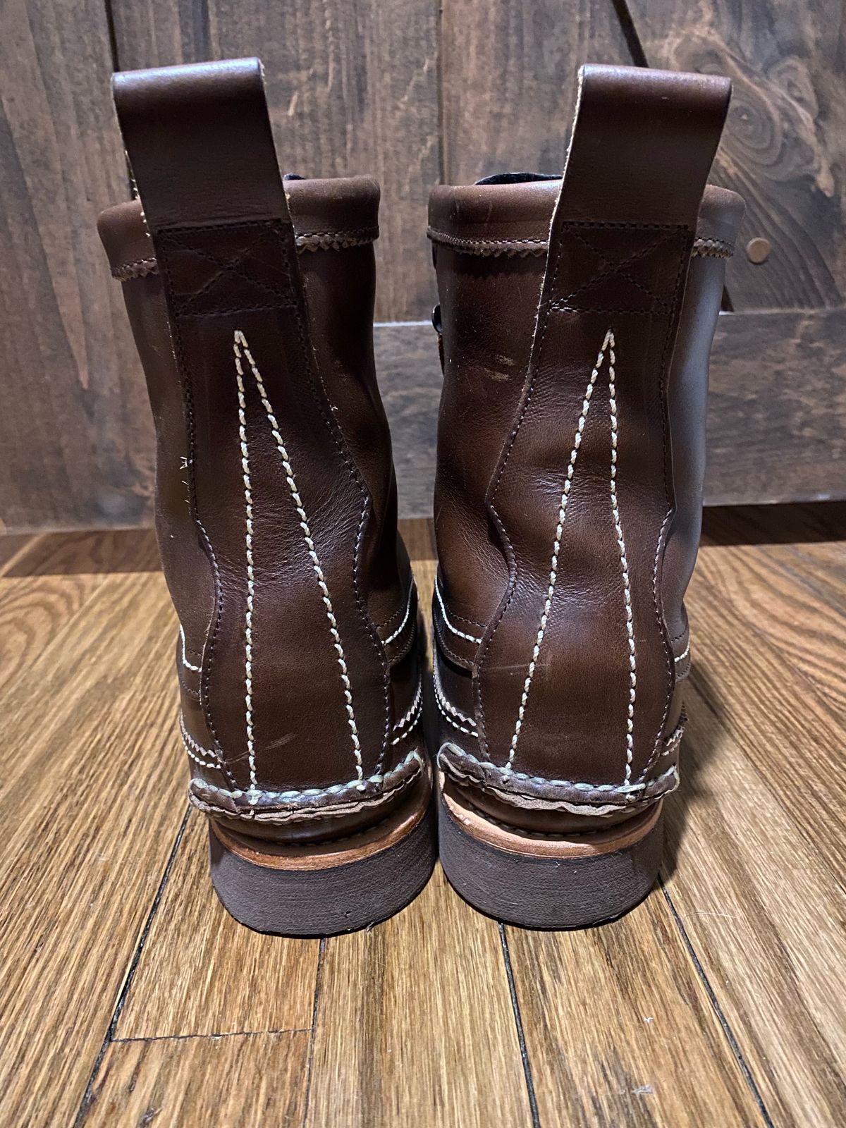 Photo by cochese_esq on November 6, 2022 of the Yuketen Maine Guide DB Boots in Horween Brown Chromexcel.