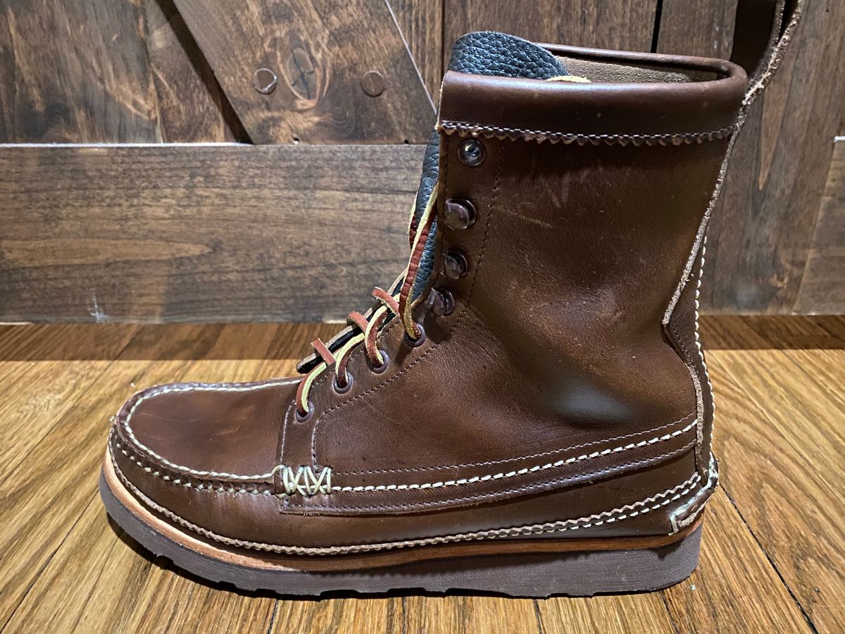 Photo by cochese_esq on November 6, 2022 of the Yuketen Maine Guide DB Boots in Horween Brown Chromexcel.