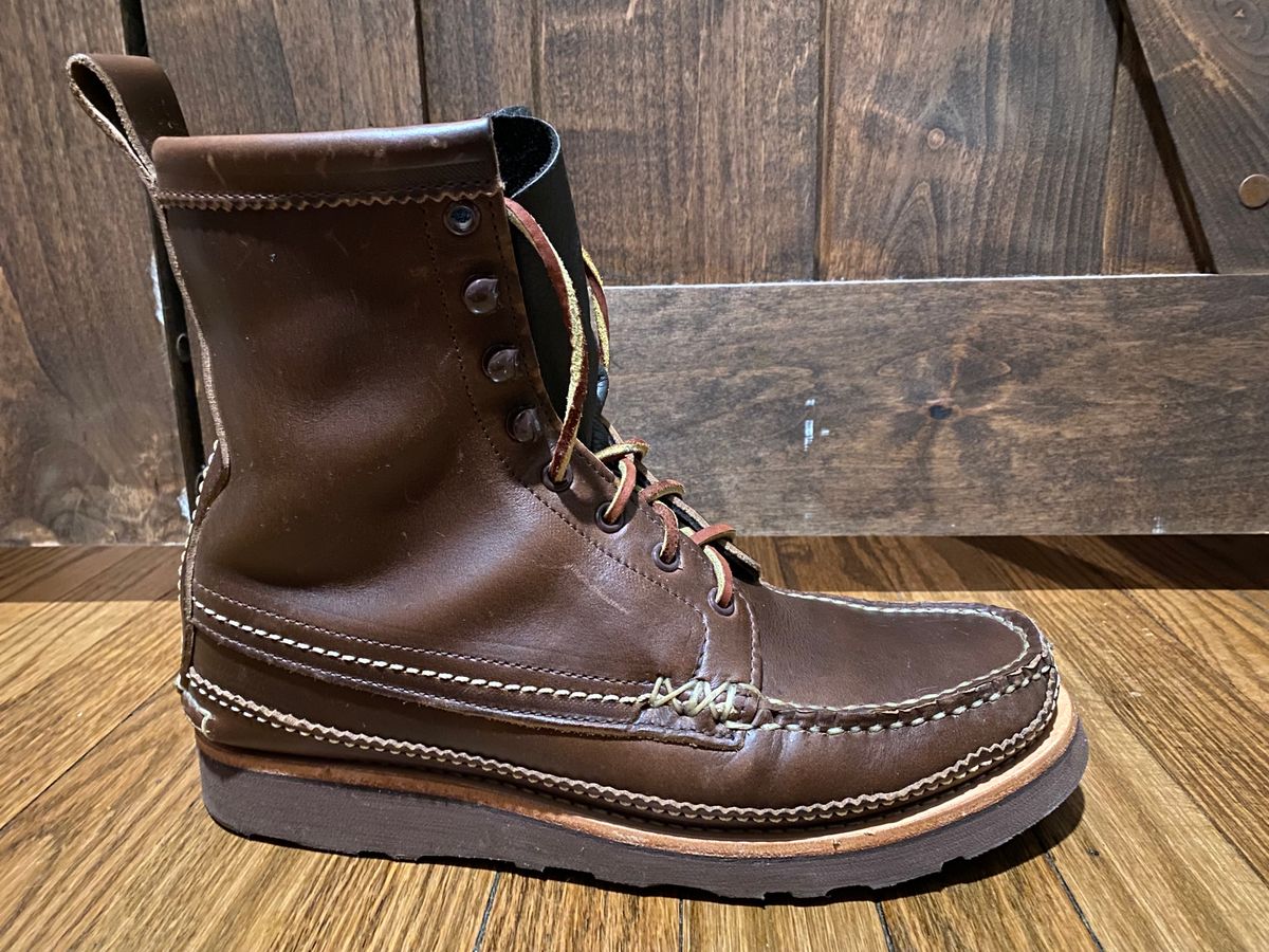 Photo by cochese_esq on November 6, 2022 of the Yuketen Maine Guide DB Boots in Horween Brown Chromexcel.