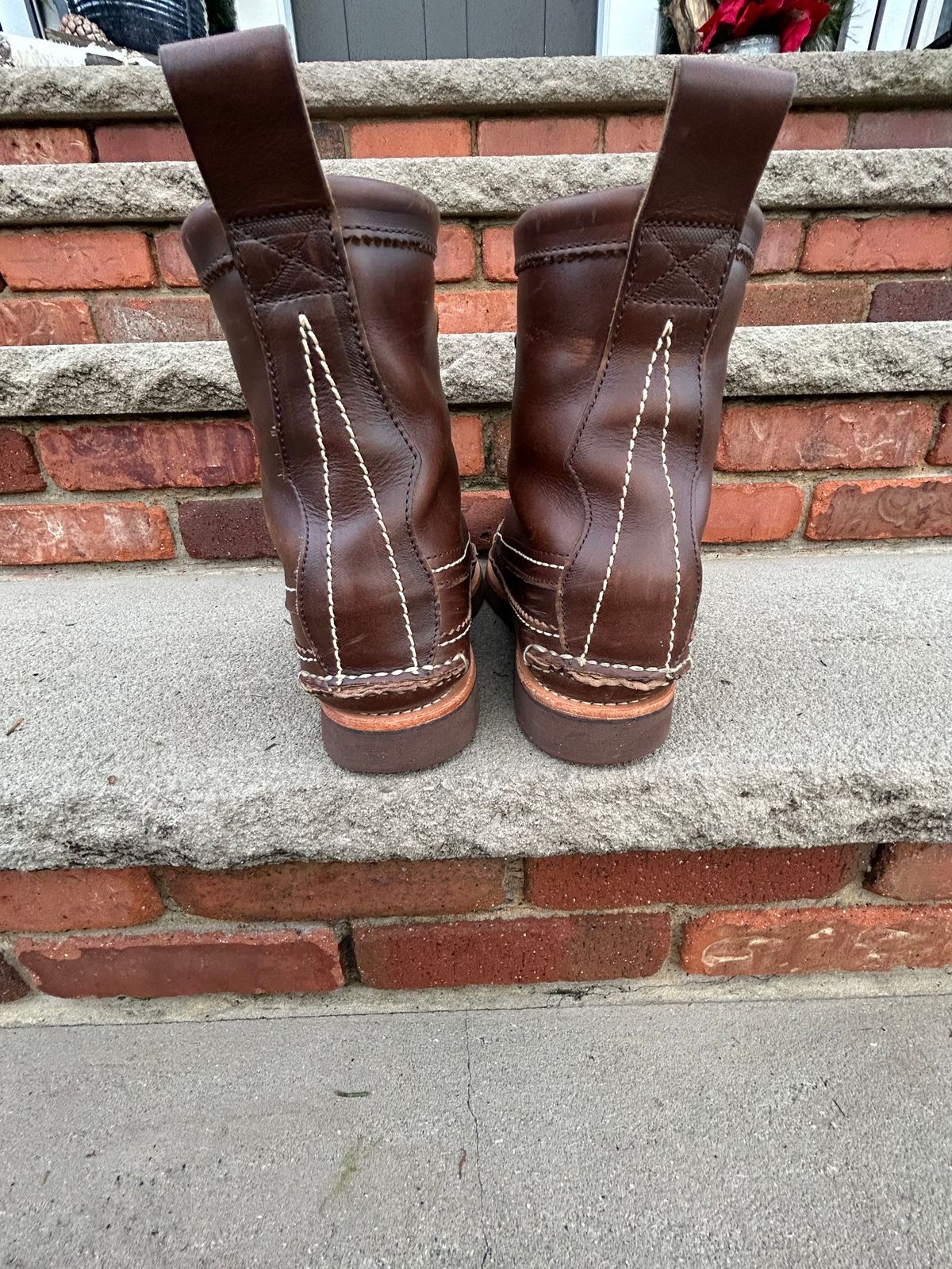 Photo by cochese_esq on December 4, 2022 of the Yuketen Maine Guide DB Boots in Horween Brown Chromexcel.