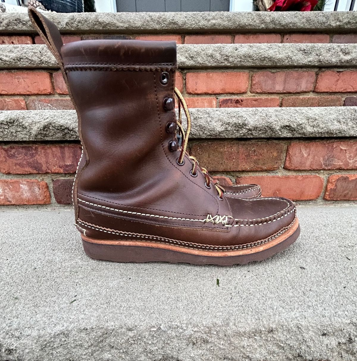 Photo by cochese_esq on December 4, 2022 of the Yuketen Maine Guide DB Boots in Horween Brown Chromexcel.