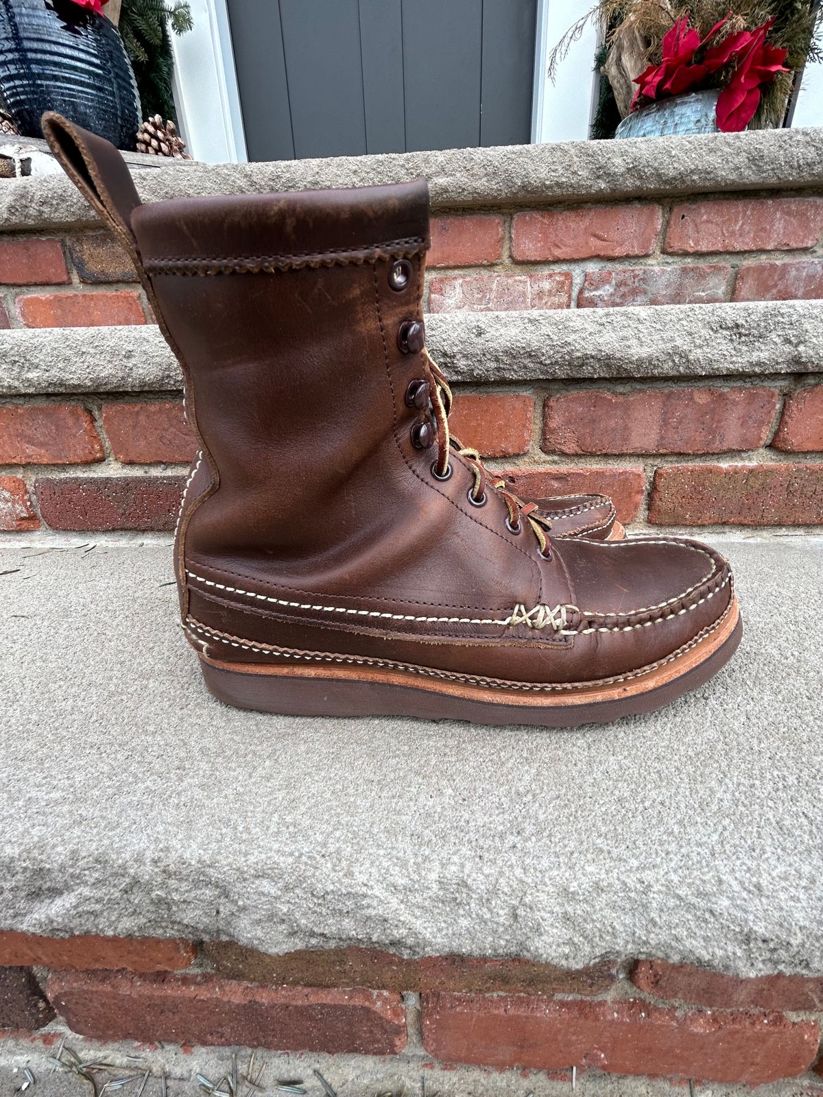 Photo by cochese_esq on January 2, 2023 of the Yuketen Maine Guide DB Boots in Horween Brown Chromexcel.