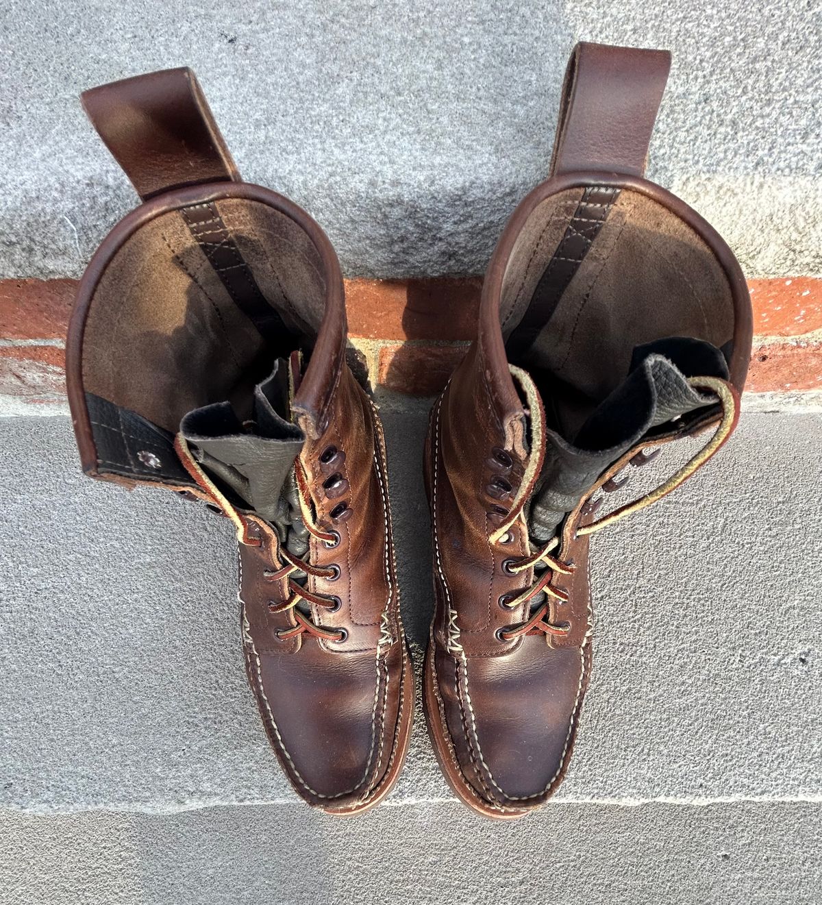 Photo by cochese_esq on February 5, 2023 of the Yuketen Maine Guide DB Boots in Horween Brown Chromexcel.