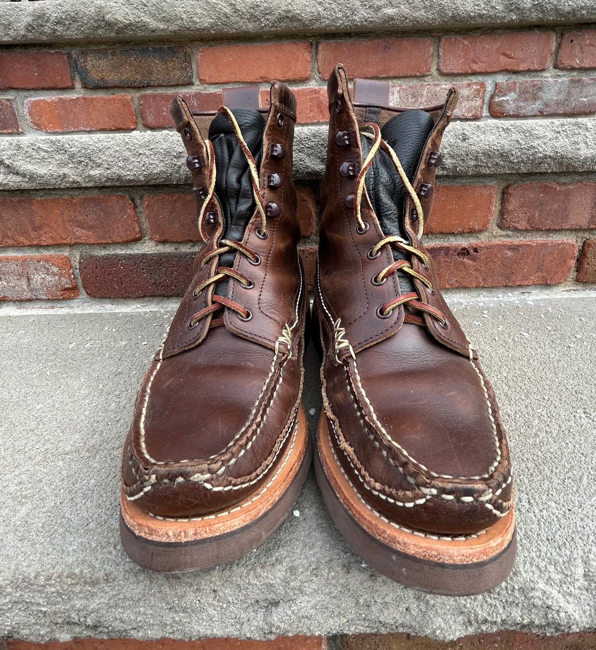 Photo by cochese_esq on March 3, 2023 of the Yuketen Maine Guide DB Boots in Horween Brown Chromexcel.