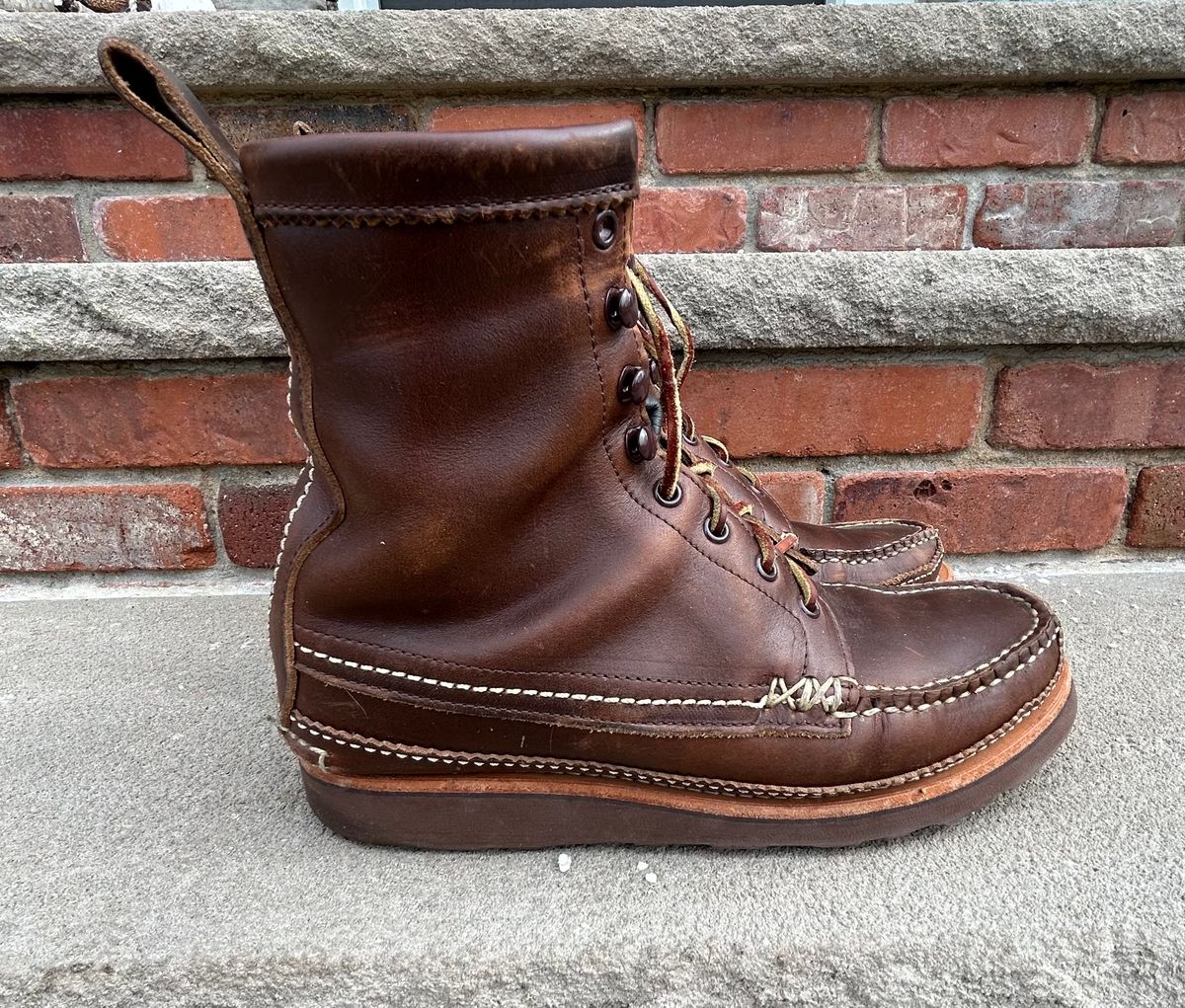 Photo by cochese_esq on March 3, 2023 of the Yuketen Maine Guide DB Boots in Horween Brown Chromexcel.