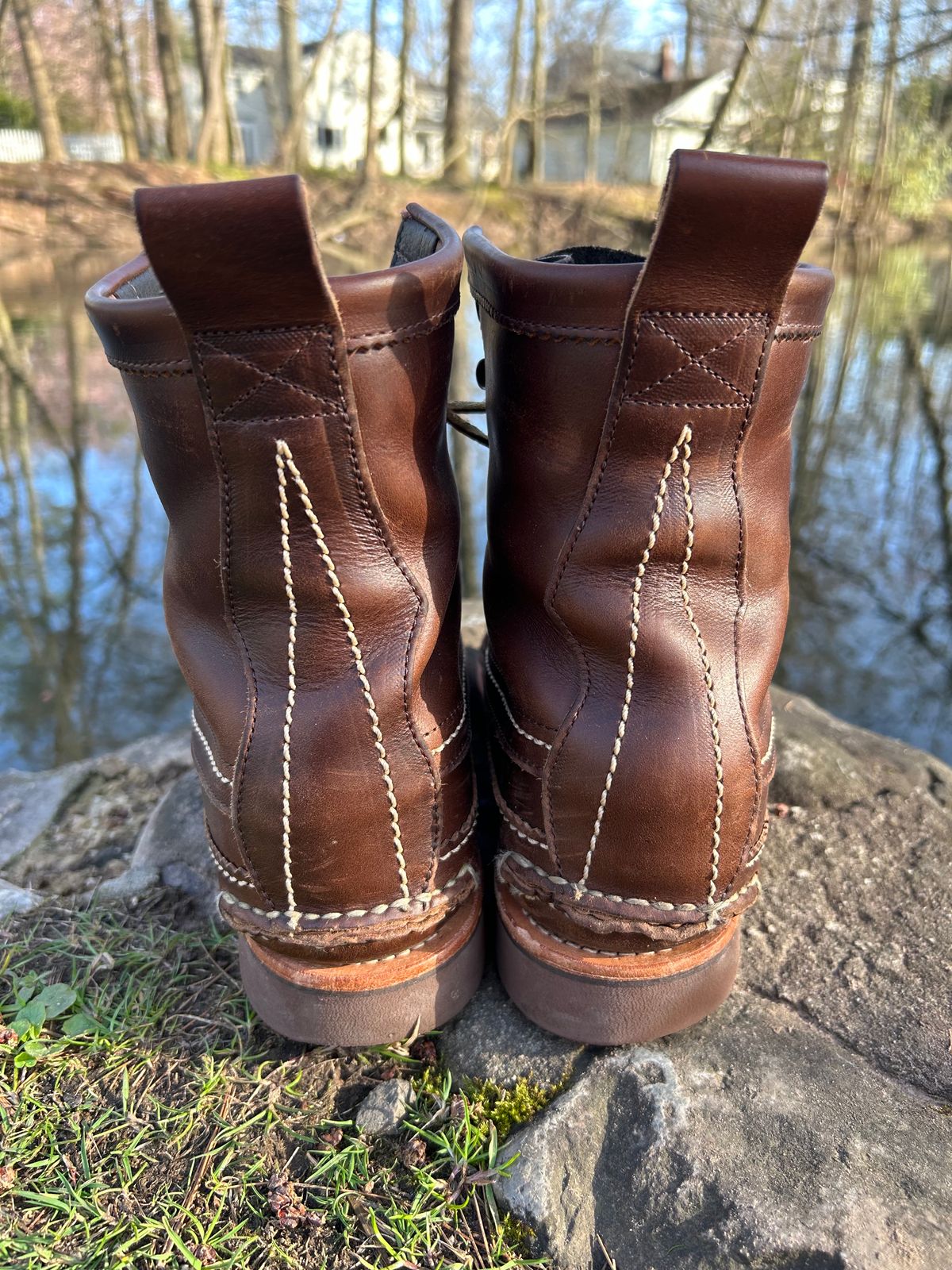 Photo by cochese_esq on April 2, 2023 of the Yuketen Maine Guide DB Boots in Horween Brown Chromexcel.