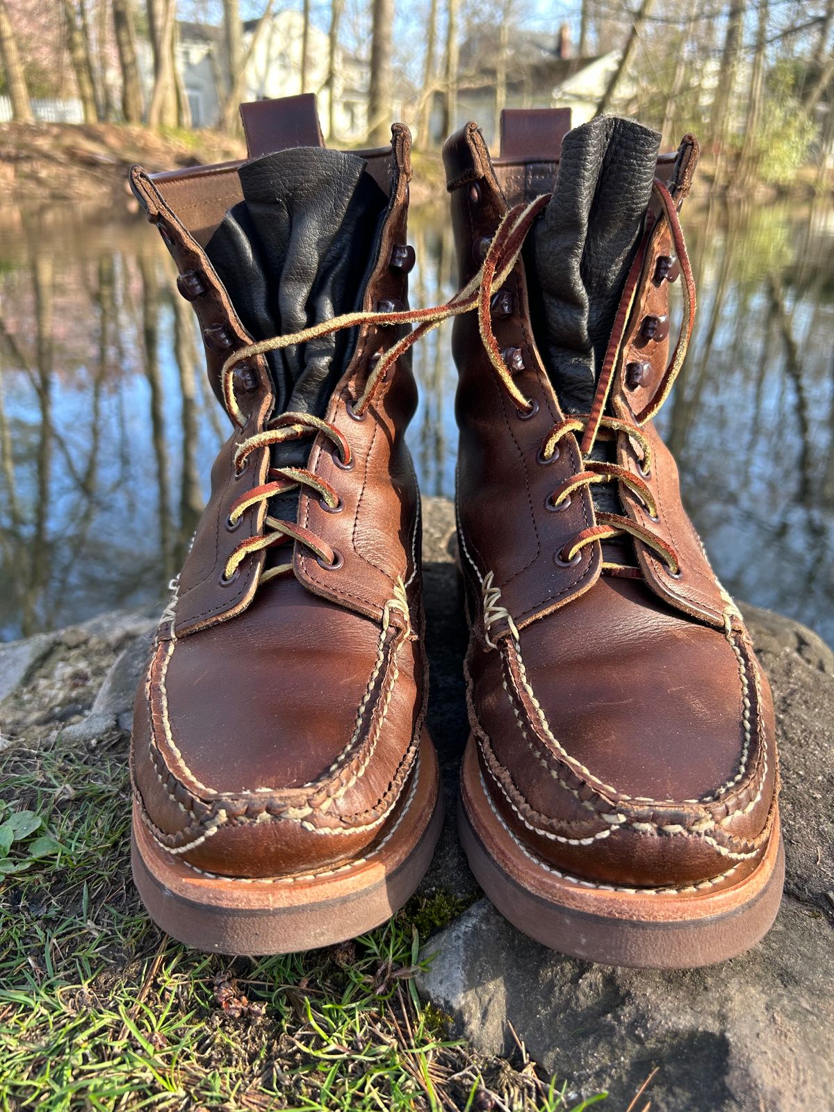 Photo by cochese_esq on April 2, 2023 of the Yuketen Maine Guide DB Boots in Horween Brown Chromexcel.