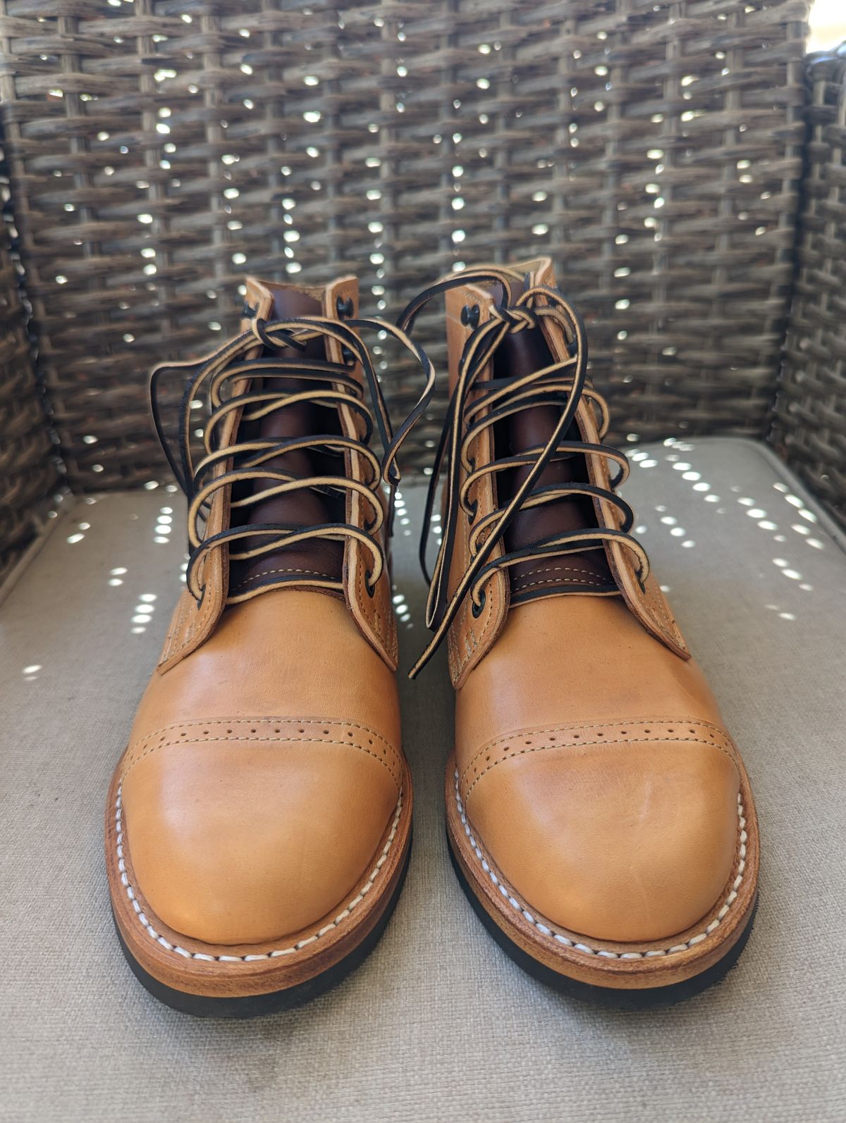 Photo by FoolinBoots on October 1, 2022 of the Truman Service Boot in Natural Horse Rump.