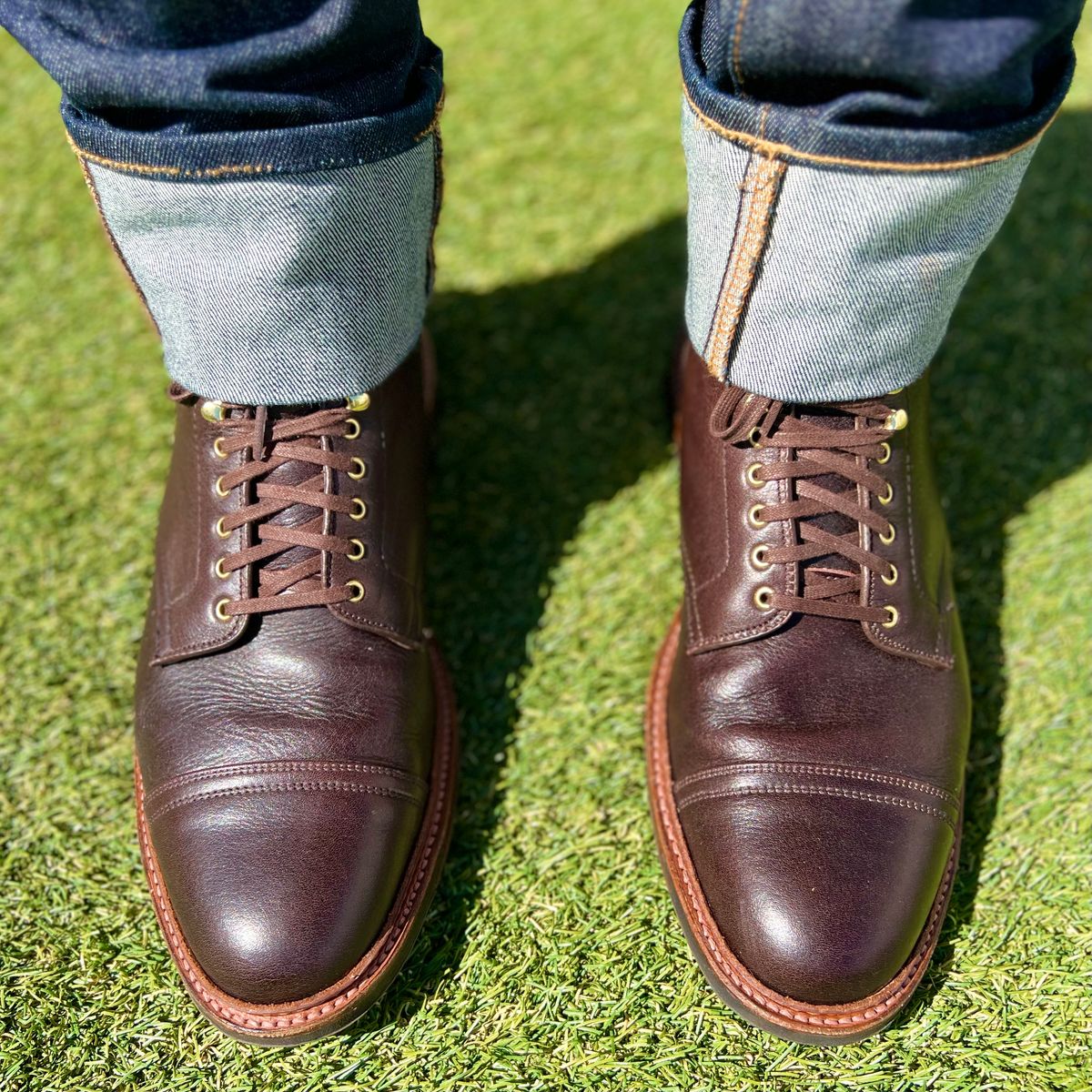 Photo by bootsrhymesandlife on March 1, 2023 of the Alden x Stitchdown Stitchup 2.0 in Horween Arabica Lux Calfskin.