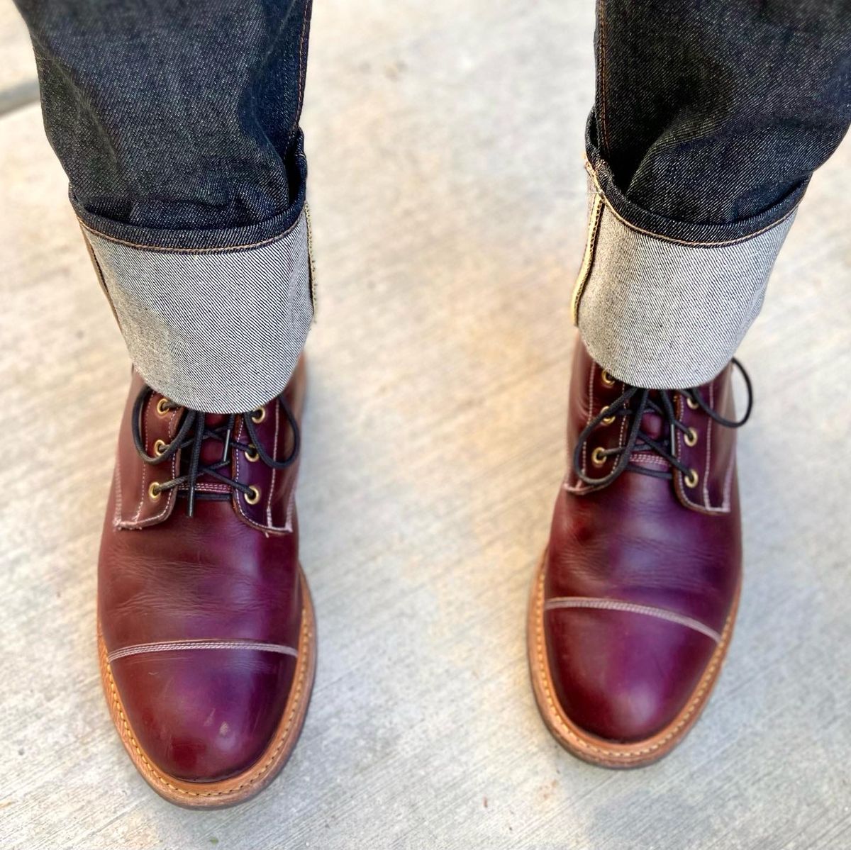 Photo by bootsrhymesandlife on November 22, 2022 of the Tricker's Unknown Model in Horween Color 8 Chromexcel.