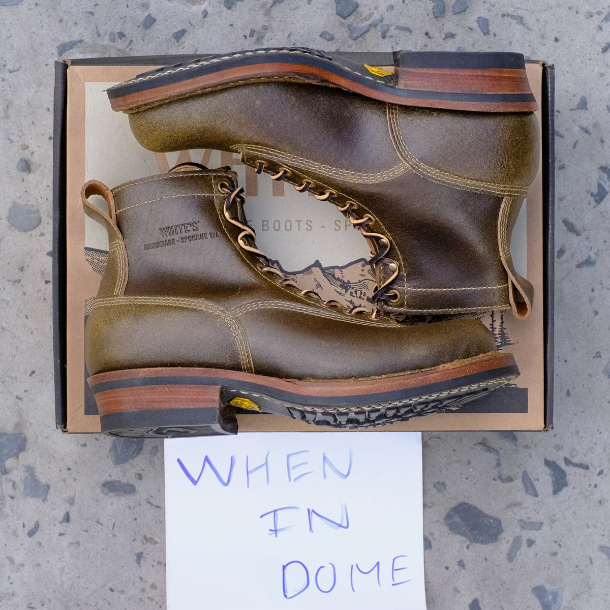 Photo by bootsmaniac on November 2, 2024 of the White's C350 Cutter in Horween Olive Waxed Flesh.