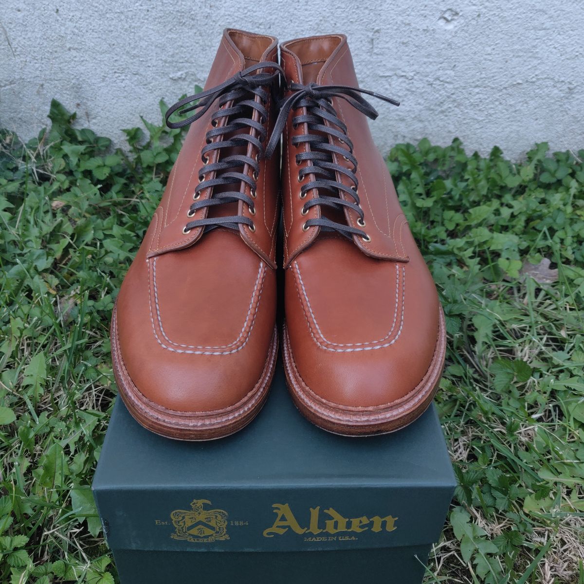 Photo by flypaper89 on October 1, 2023 of the Alden Indy Boot in Papaya Pegasus Calfskin.